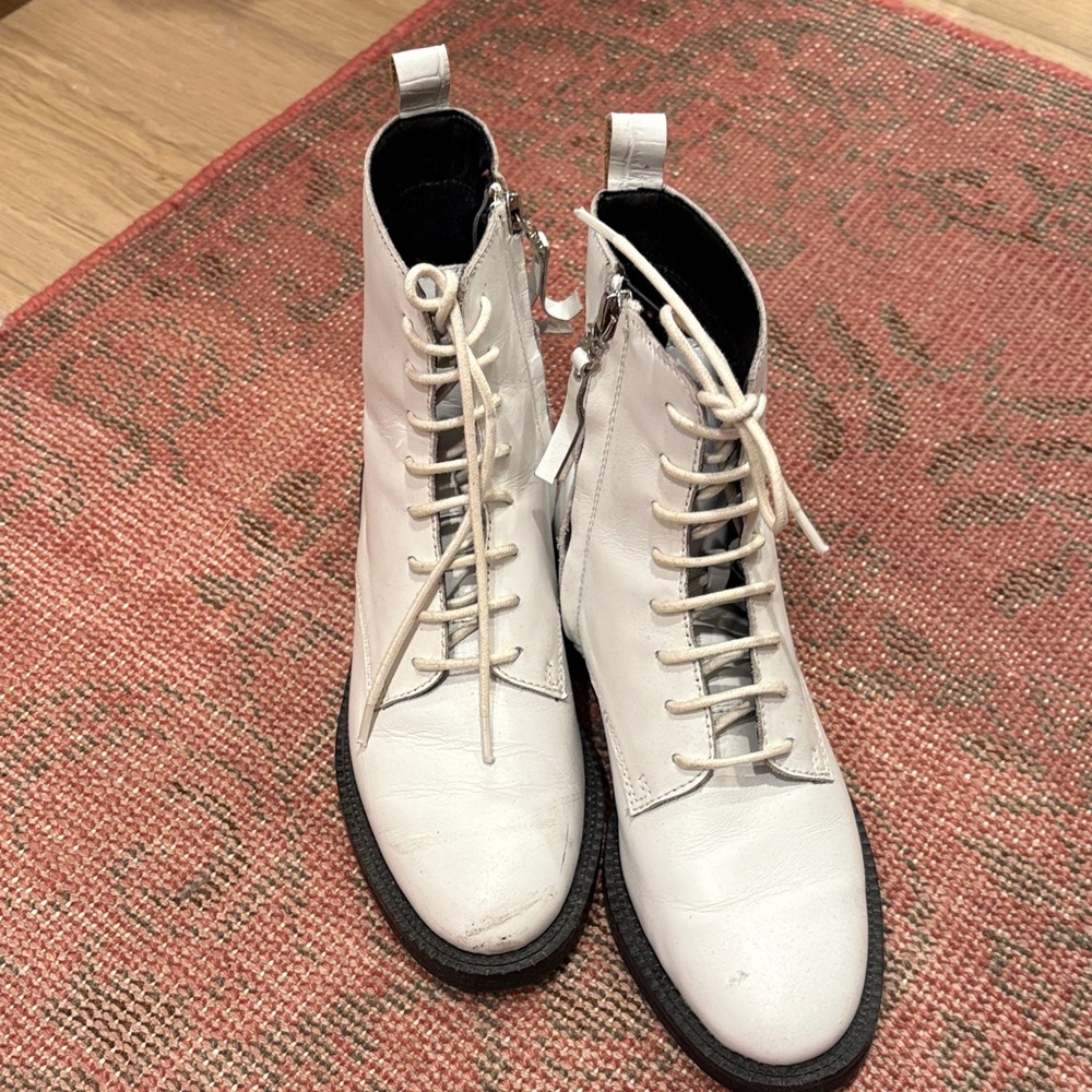 Sam Edelman White Lace-Up Boots for Women